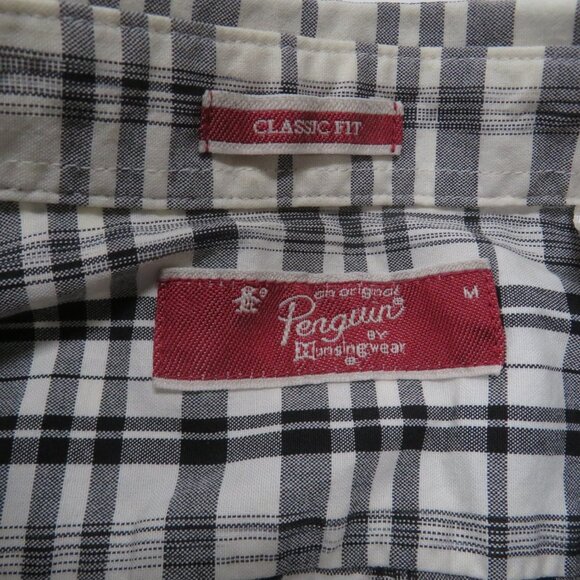 Original Penguin Button Up Shirt Mens Medium Long Sleeve Classic Fit Black Check - Picture 5 of 6